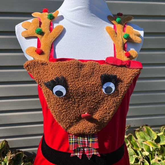 NWT Red Velvet Christmas Holiday Reindeer Overalls - Picture 2 of 7